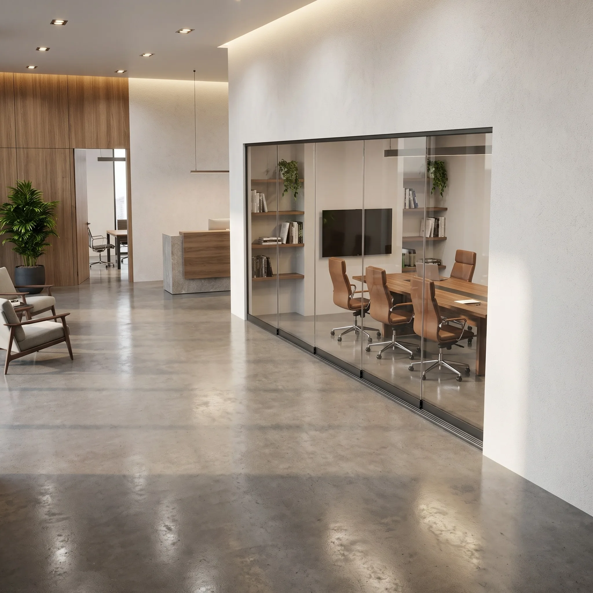 VG Ezie transparent room divider between modern office areas