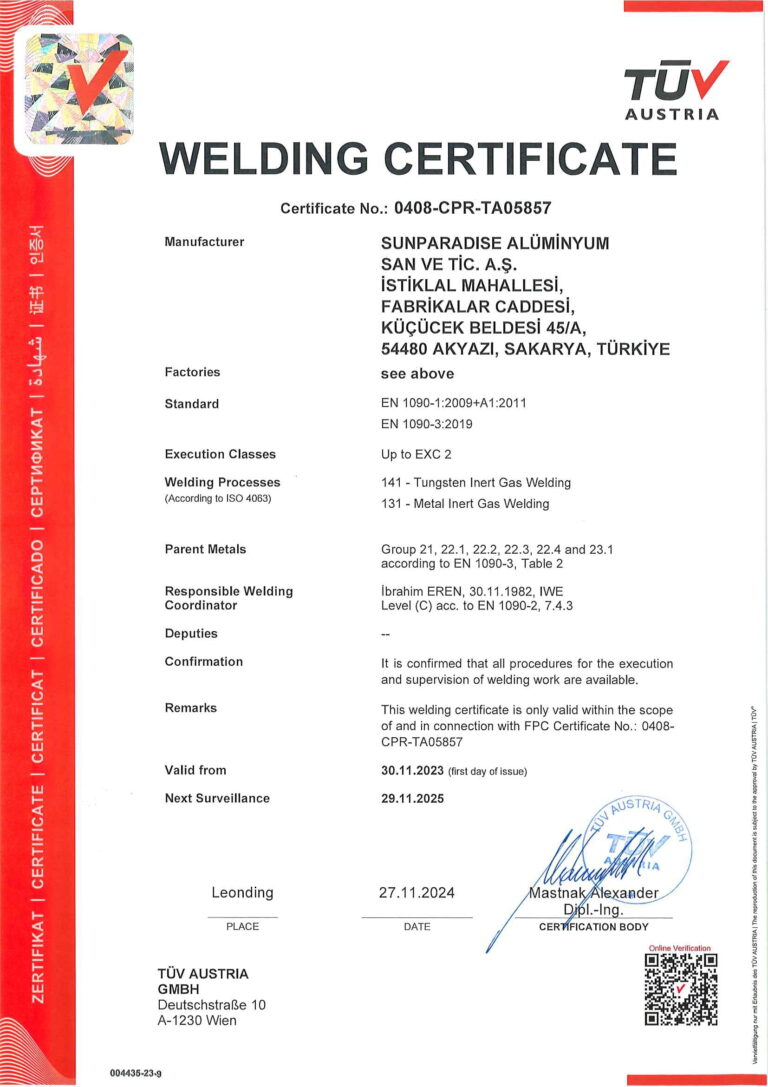 24 TR OSY EK440 certificate EN 1090 SWZE 1